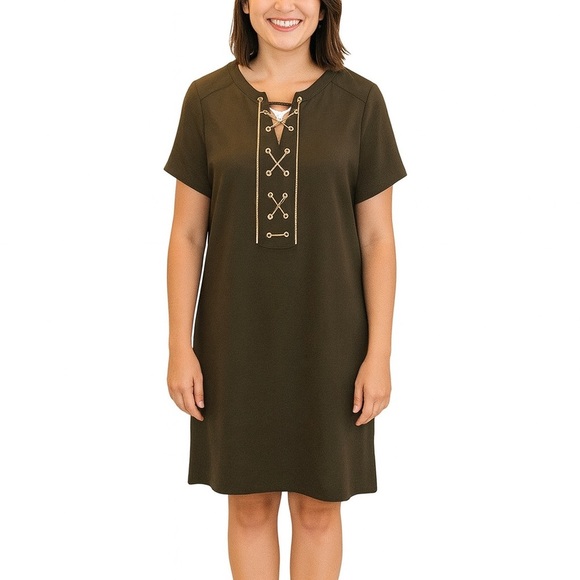 Michael Kors lace front hunter green dress - Picture 1 of 9